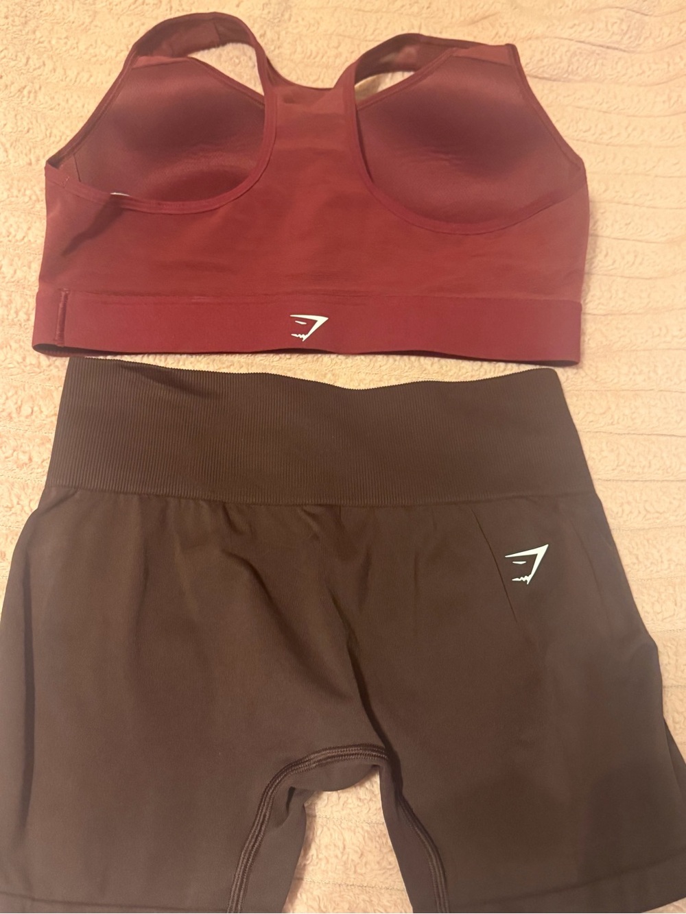 Gymshark Kids Burgundy Sports Bra & Black High-Waist Shorts